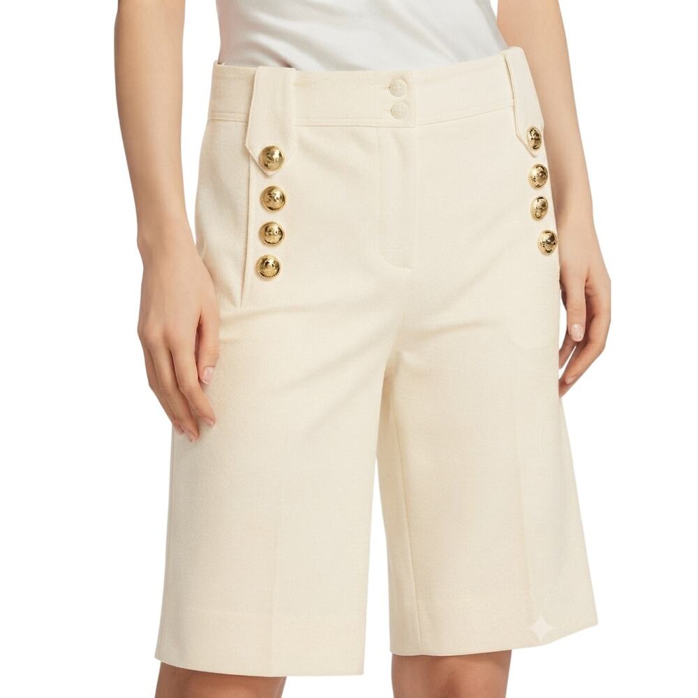 Derek Lam 10 Crosby Cotton Blend Robertson Sailor Bermuda Shorts Cream Women's 0
